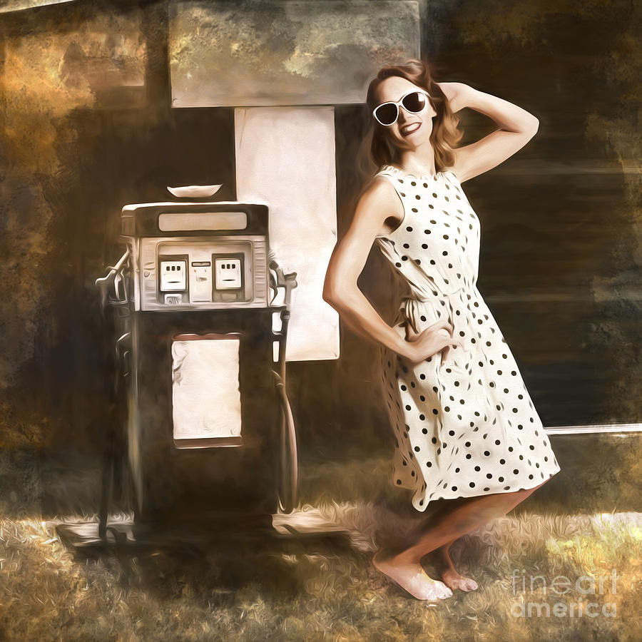 Gas and oil painting pinup  Painting by Jorgo Photography