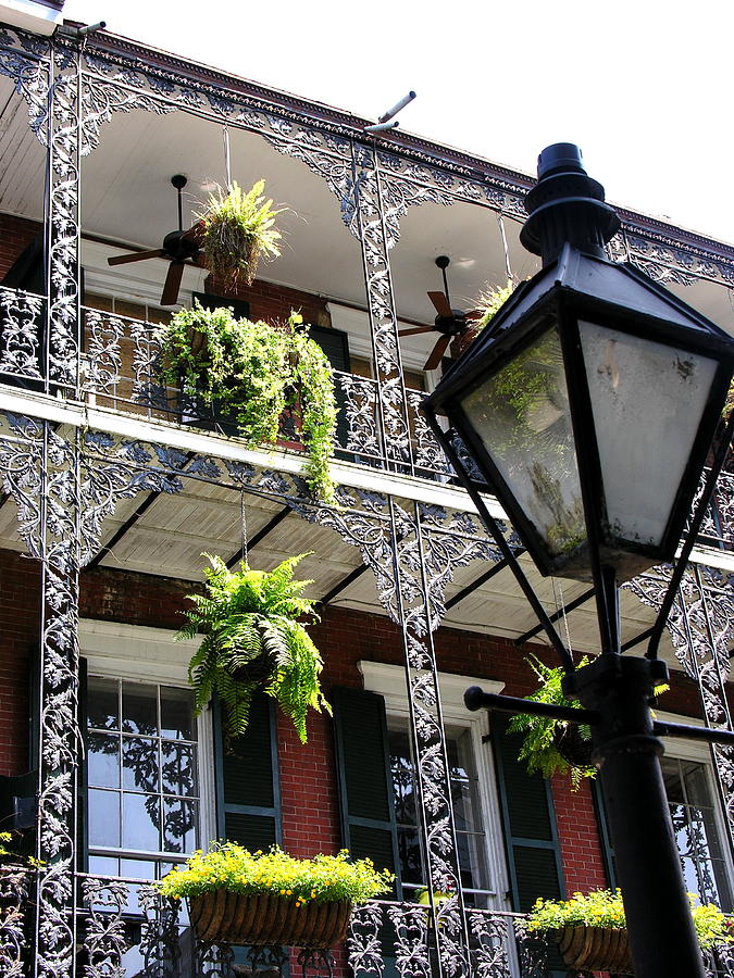 Gas Lamp and Balcony Photograph by C Thomas Cooney