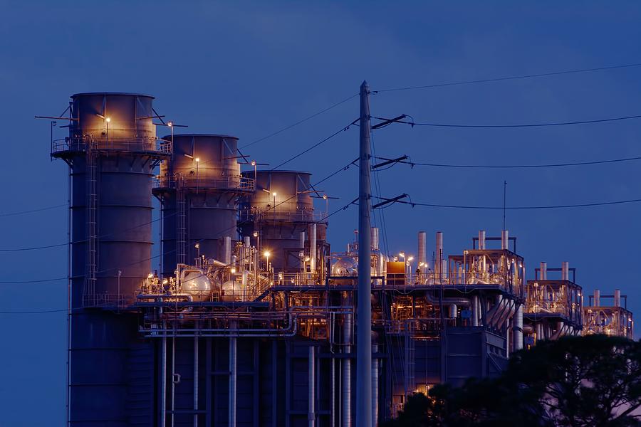 Gas Power Plant at Night Photograph by Bradford Martin