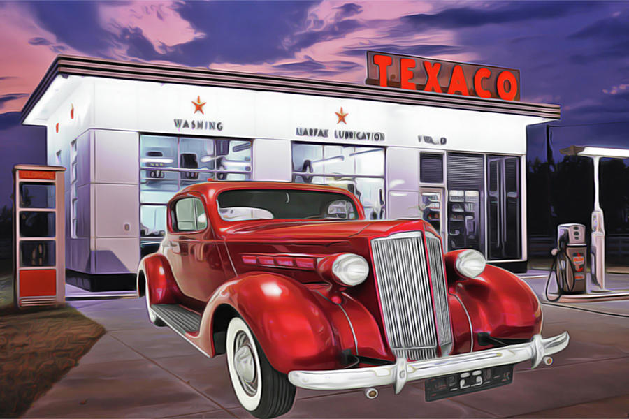 Gas Station Painting by Harry Warrick