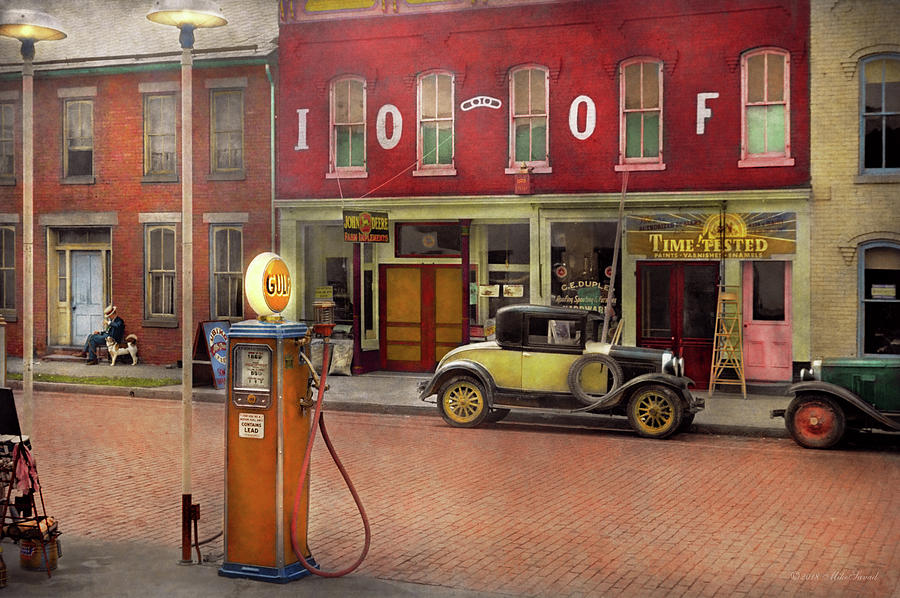 Gas Station - Lazy Saturdays 1935 Photograph by Mike Savad