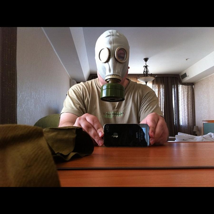 Fun Photograph - Gasmask In My Hotelroom #bishkek by Zin Zin
