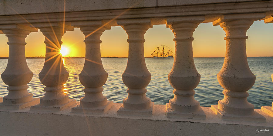 Tampa Photograph - Through the Balustrade - Gasparilla Sunrise  by Lance Raab Photography