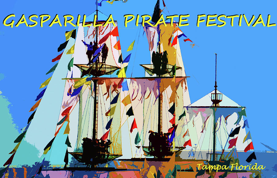 Gasparilla colorful ship Painting by David Lee Thompson