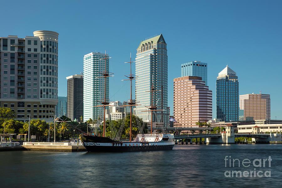Gasparilla Pirate Ship and Tampa Skyline Photograph by Brian Jannsen