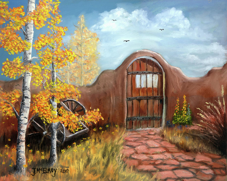 Fall Painting - Gate by the San Juan by Jerry McElroy