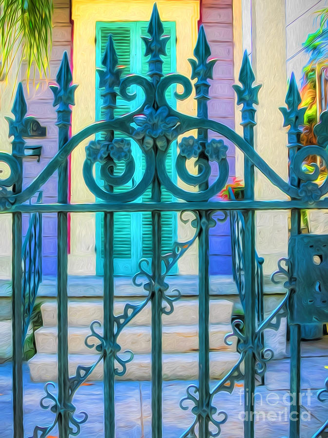 Gate Entrance-NOLA-painted Photograph by Kathleen K Parker