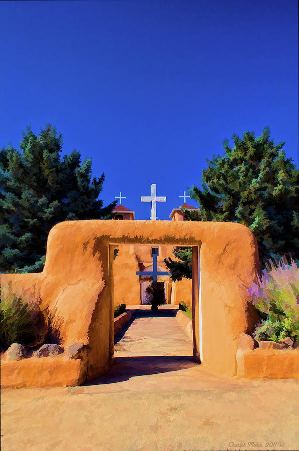 gate of church in Ranchos Digital Art by Charles Muhle