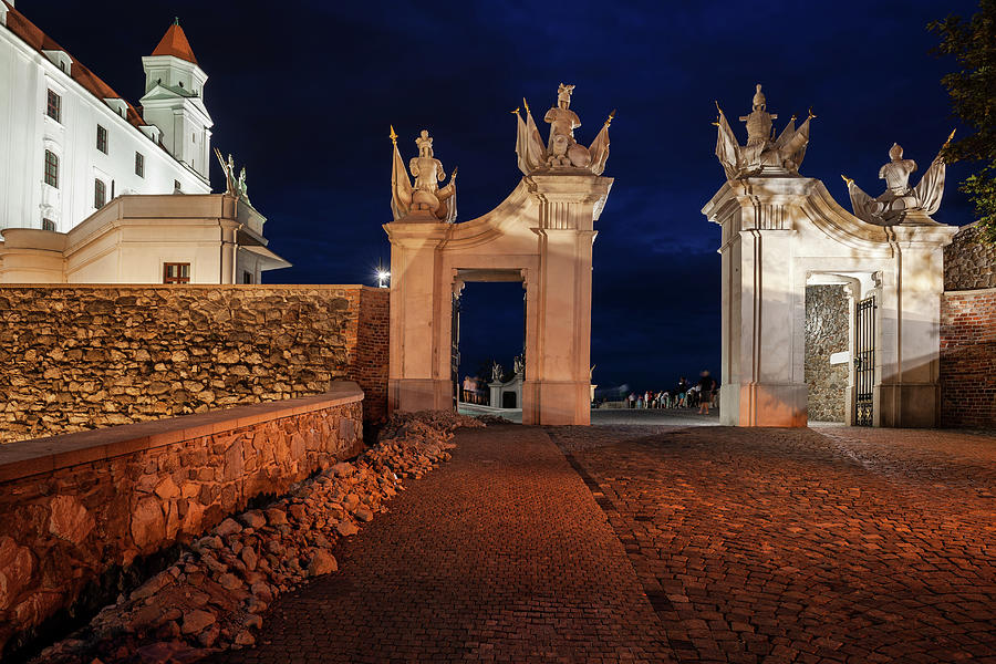 Gate to Bratislava Castle at Night in Slovakia Photograph by Artur Bogacki