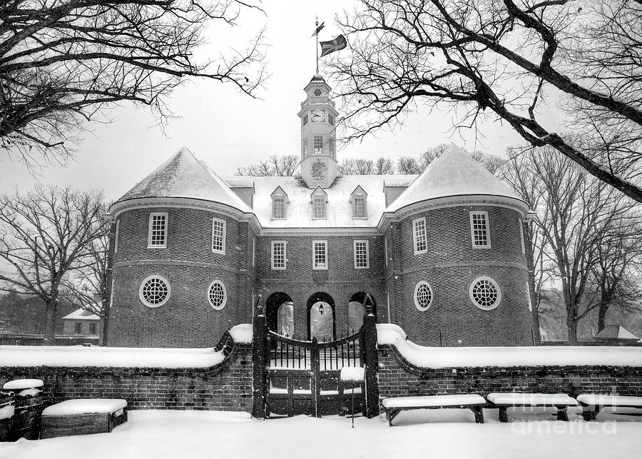 Gate to Colonial Capitol Black and White Photograph by Karen Jorstad