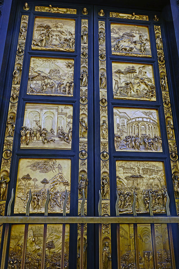 Gates Of Paradise With Bible Stories On The Door Panels At The Duomo Baptistry In Florence Italy Photograph