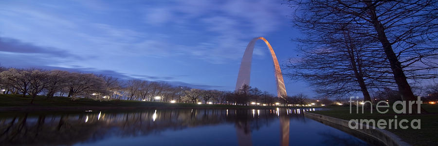 Gateway Arch at dawn panoramic Photograph by Sven Brogren