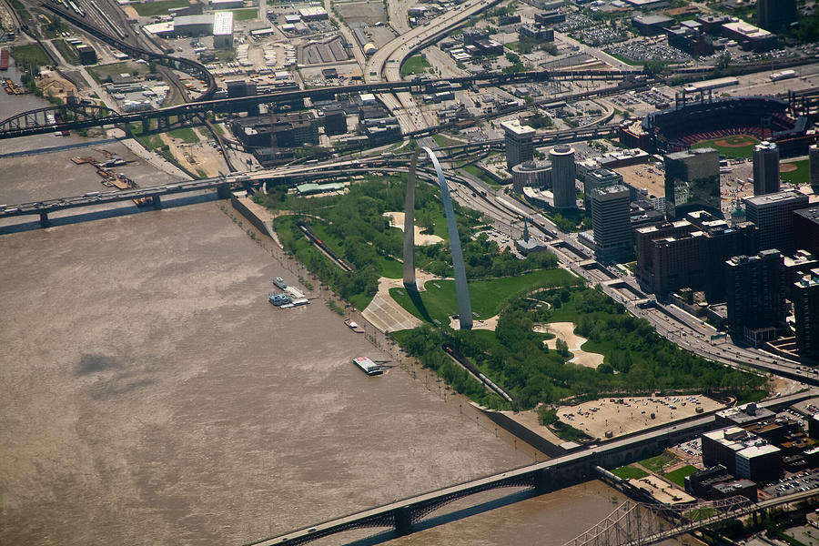 Gateway Arch during flood of 2011 Photograph by David Coblitz