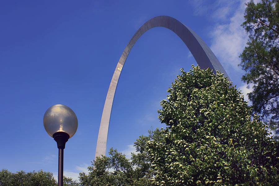 St. Louis Photograph - Gateway Arch - Light Post - Saint Louis by Nikolyn McDonald