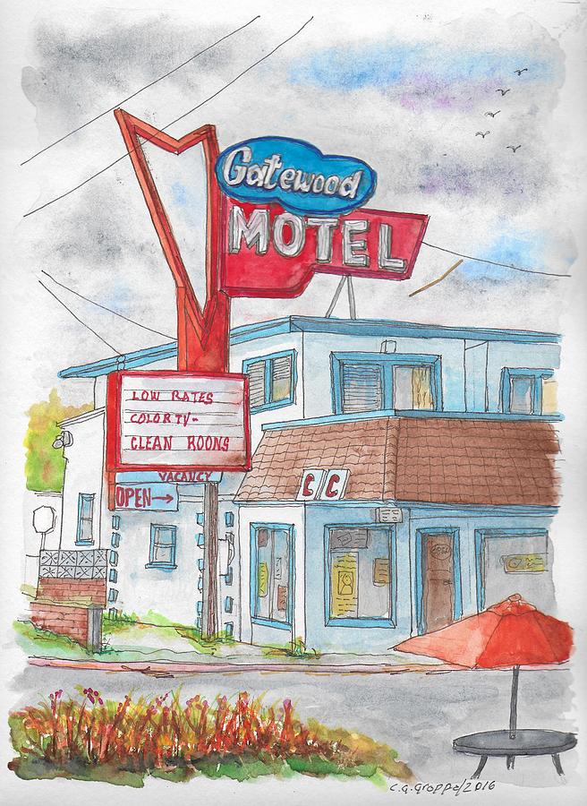 Gatewood Motel in Las Vegas, Nevada Painting by Carlos G Groppa