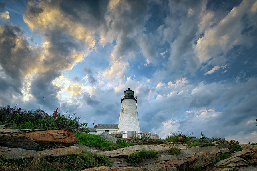 Sunset Photograph - Gathering Clouds at Pemaquid Point by Rick Berk
