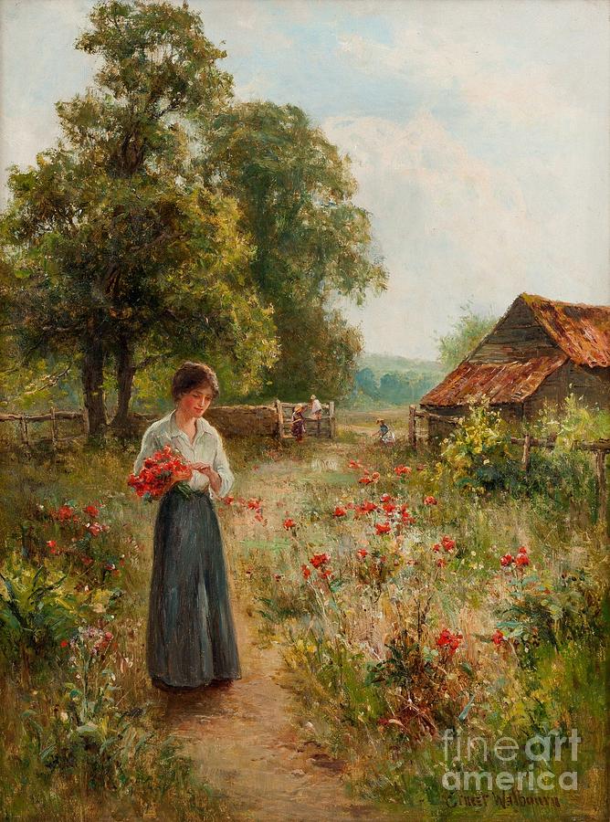 Gathering flowers Painting by Celestial Images
