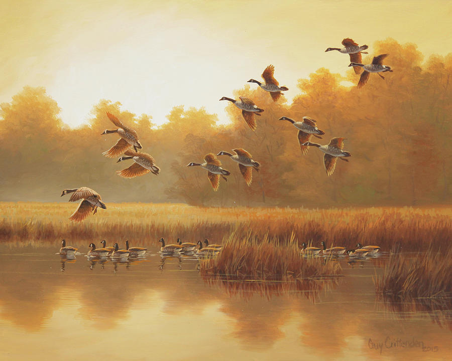 Fall Painting - Gathering by Guy Crittenden