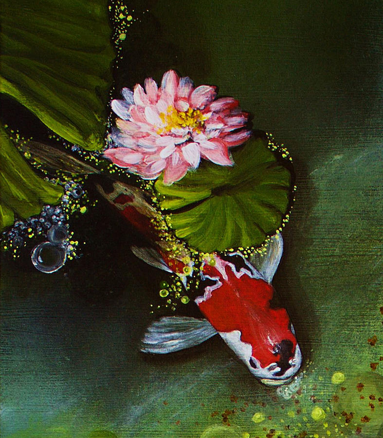 Koi Painting - Gathering In Light Up close #2 by Vivian Casey Fine Art