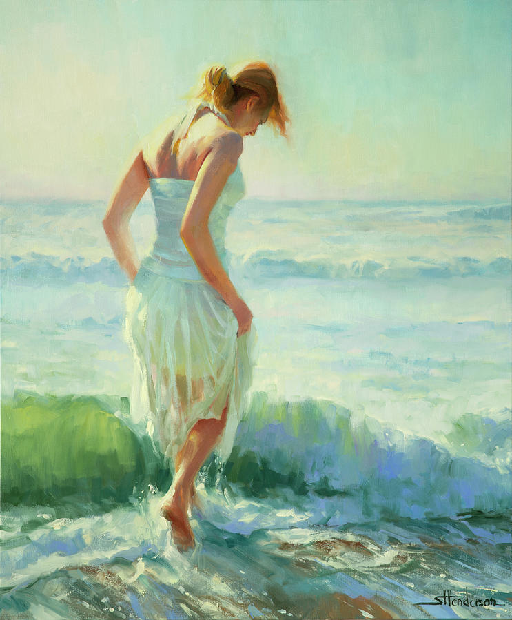 Seashore Painting - Gathering Thoughts by Steve Henderson