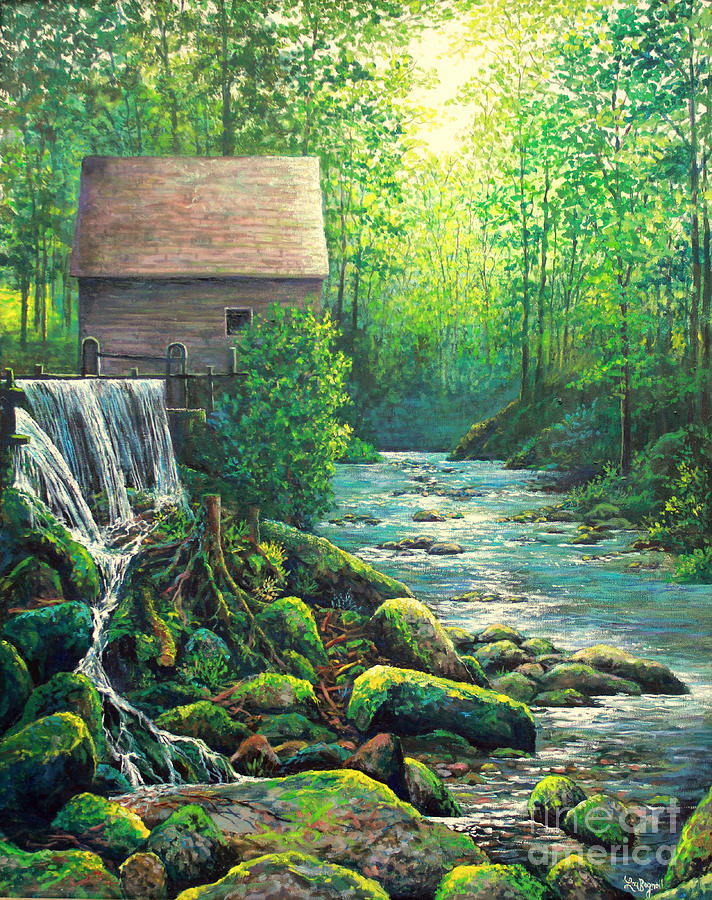 Gatlinburg  Tenessee Mill Painting by Lou Ann Bagnall