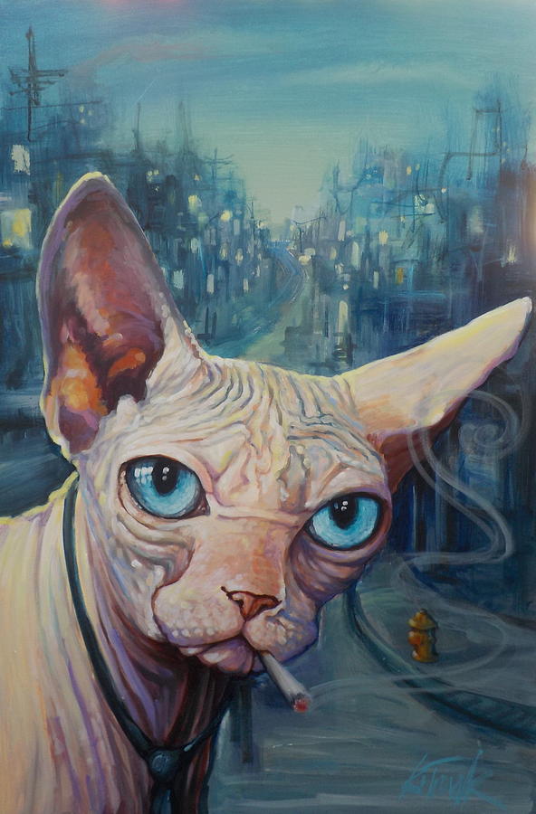 Cat Painting - Gato De La Noche by Katharine Turk-Truman