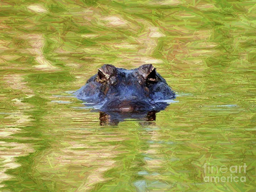 Gator in the Green - Digital Art Photograph by Al Powell Photography USA