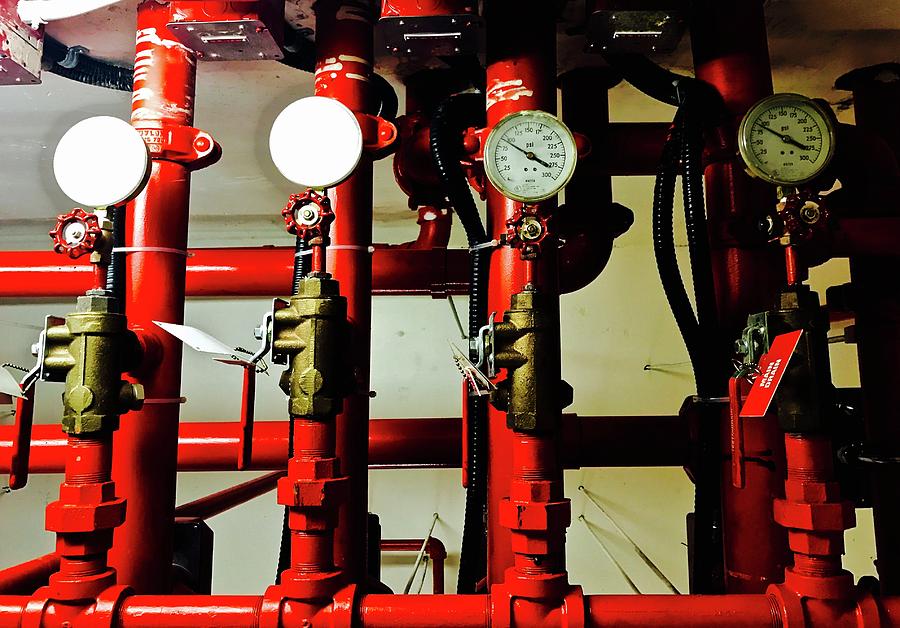 Gauges and Red Pipes Photograph by Brian Sereda