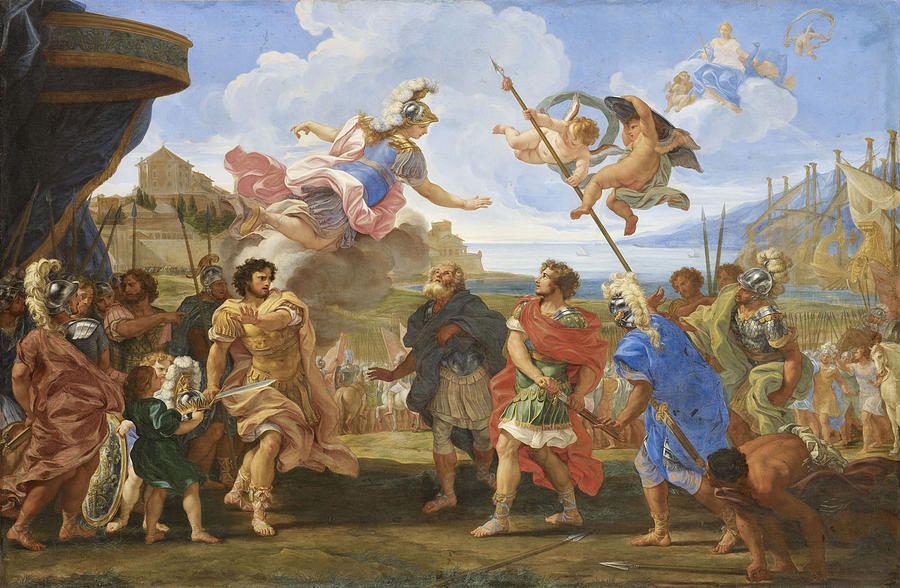 The Duel of Achilles and Agamemnon Painting by Giovanni Battista Gaulli