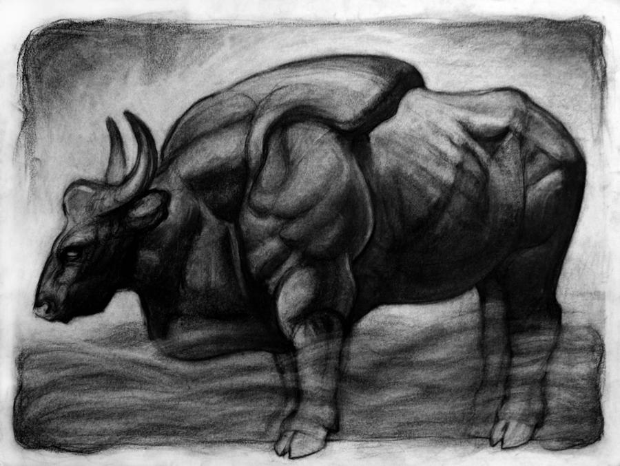 Gaur Study Drawing by Priyaa Treu