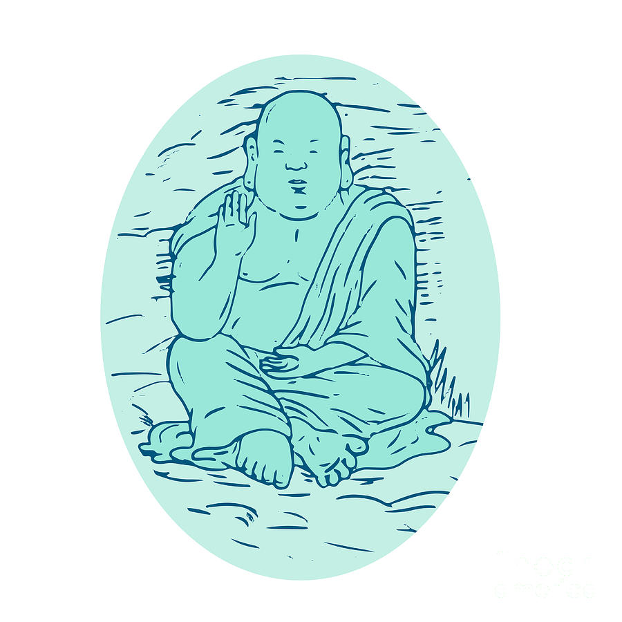 Drawing yoga person sitting in a lotus pose meditation: Royalty Free  #93738302