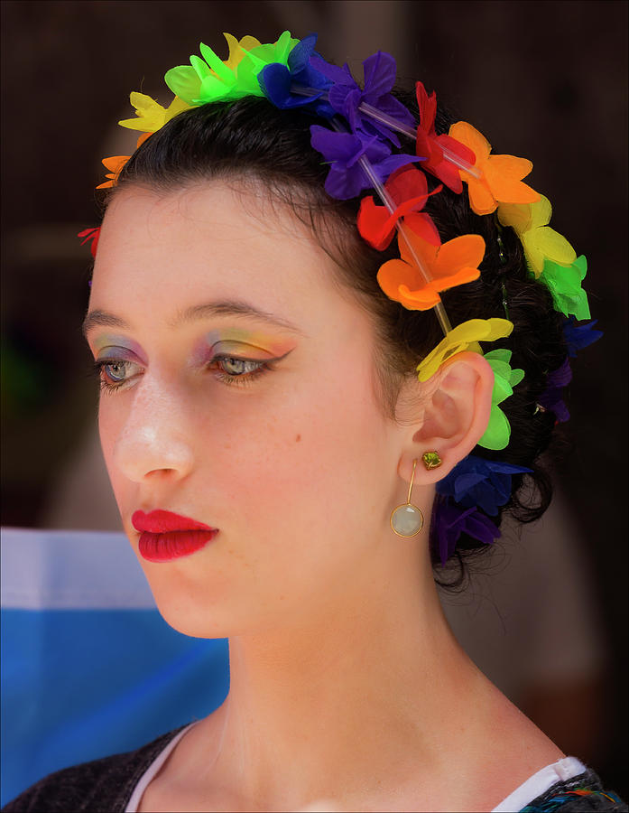 Gay Pride 2017 NYC Flowered Head Band  Photograph by Robert Ullmann
