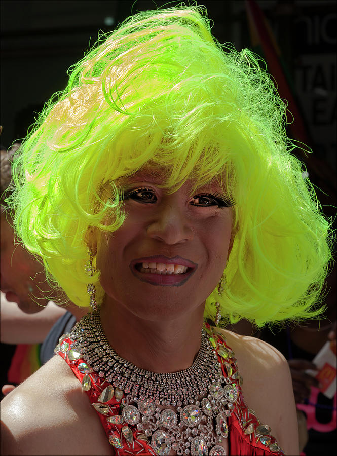 Gay Pride 2017 NYC Green Wig Drag Queen Photograph by Robert Ullmann ...