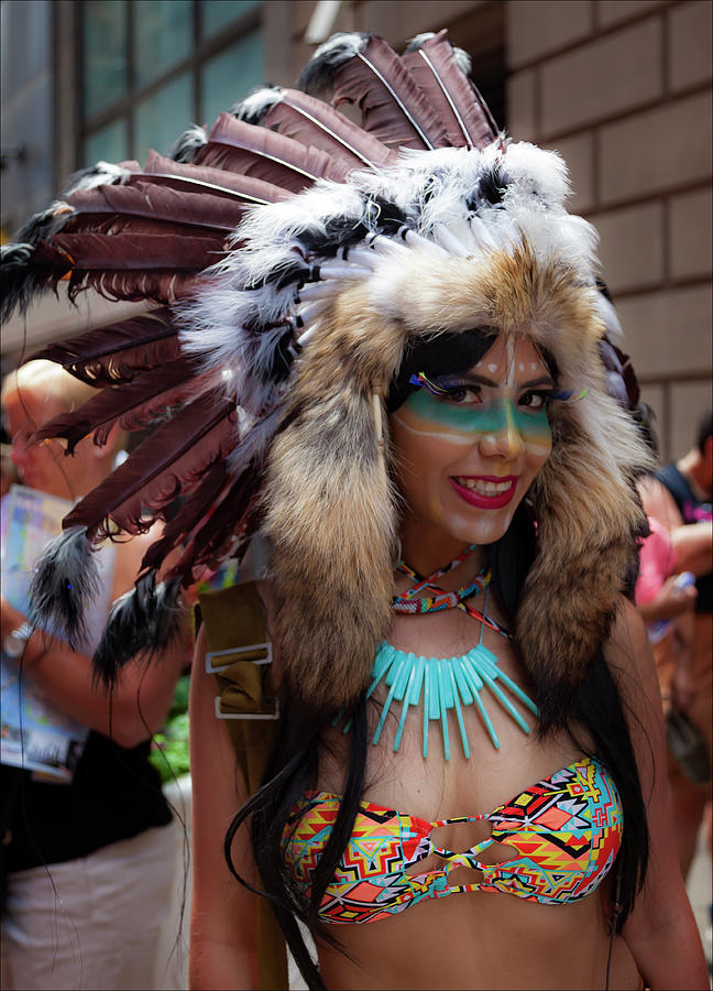 Gay Pride 2017 NYC Native American Costume Photograph by Robert Ullmann