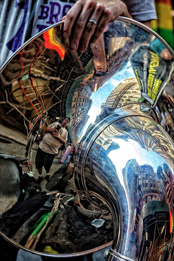 Gay Pride 2017 NYC Reflections in a Tuba Photograph by Robert Ullmann