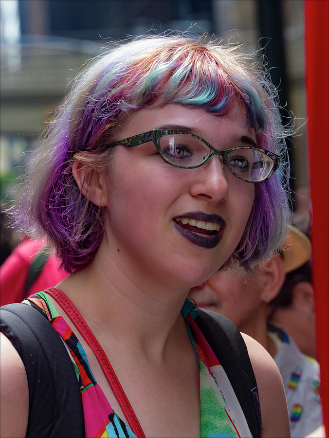 Gay Pride 2017 NYC Woman in Multicolored Wig Photograph by Robert Ullmann