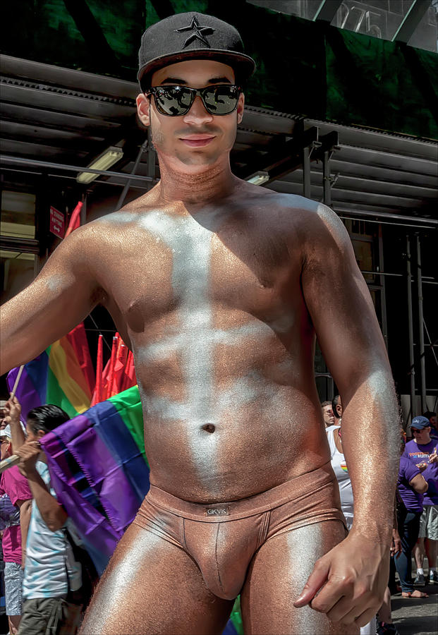 Gay Pride Photograph - Gay Pride Parade NYC 2016 Gold Bodypaint by Robert Ullmann
