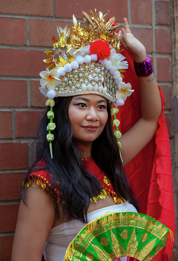 Gay Pride Parade NYC 6_24_2018 Asian Woman in Traditional Dress Photograph by Robert Ullmann