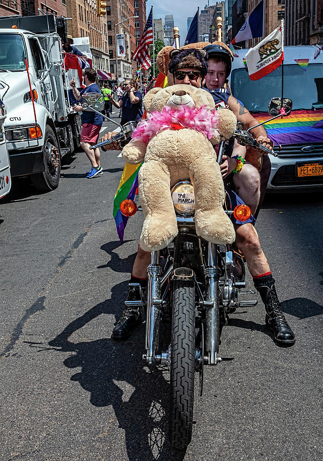 Gay Pride Parade NYC 6_24_2018 Motorcyclists and Teddy Bear Photograph by Robert Ullmann
