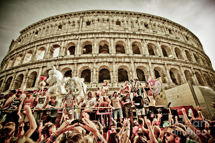 Gay Pride Under Colosseum Photograph by Stefano Senise