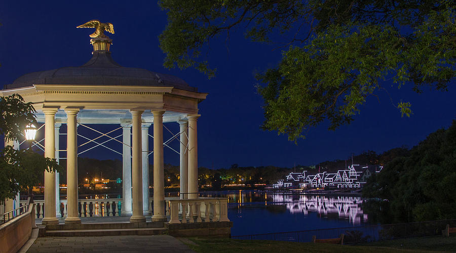 Gazebo at the Waterworks and Boathouse Row Photograph by Bill Cannon