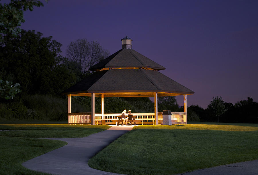 Landscape Photograph - Gazebo During The Blue Moments Frankfort IL by Thomas Woolworth