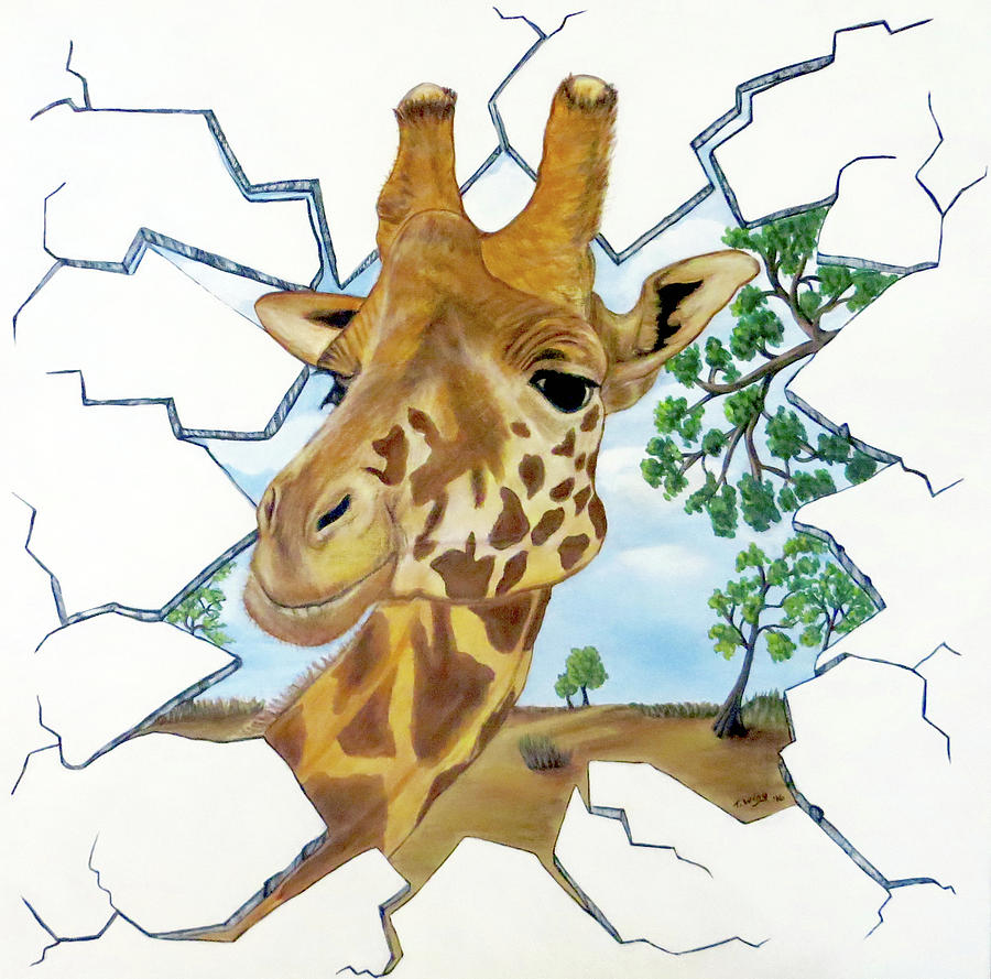 Gazing Giraffe Painting by Teresa Wing