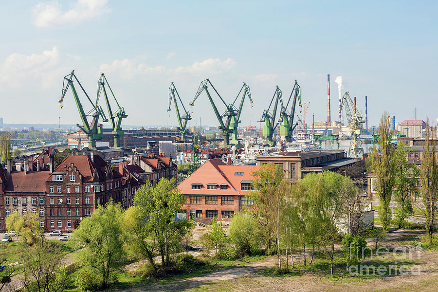 GDANSK, POLAND, May 14, 2018 A view of Gdansk shipyard and the  Photograph by Michal Bednarek