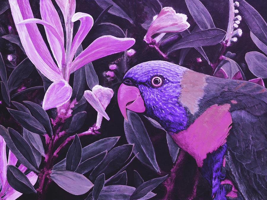 Parrot Digital Art - Gday Mate - Violet by Julie Turner