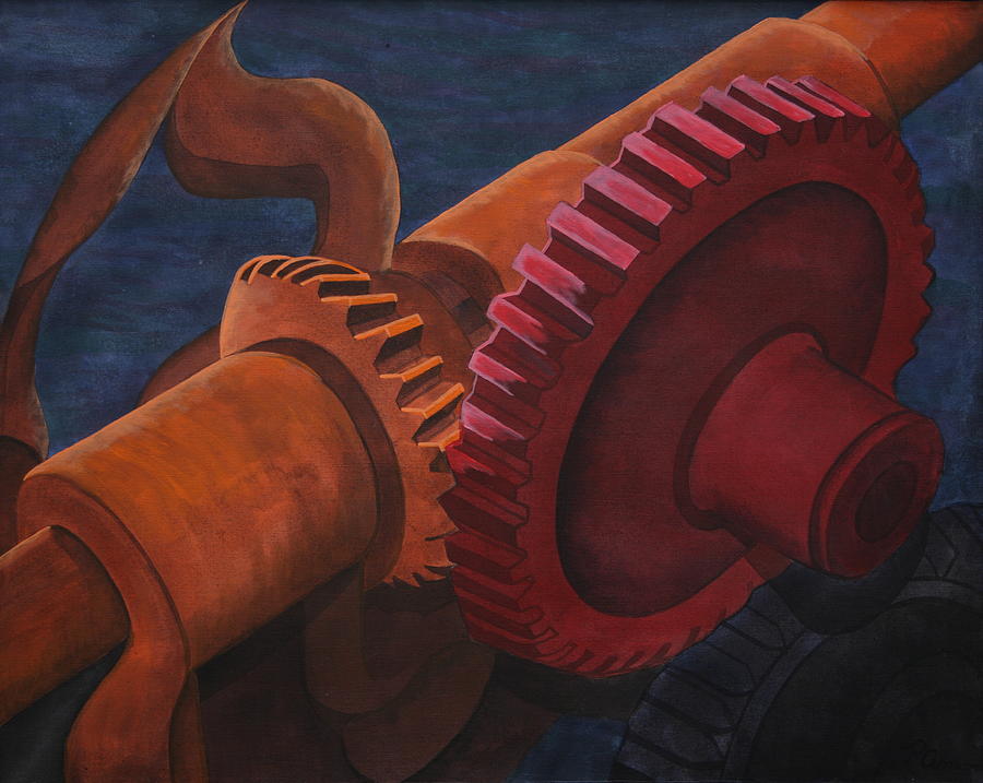 Gears and Shaft Painting by Paul Amaranto
