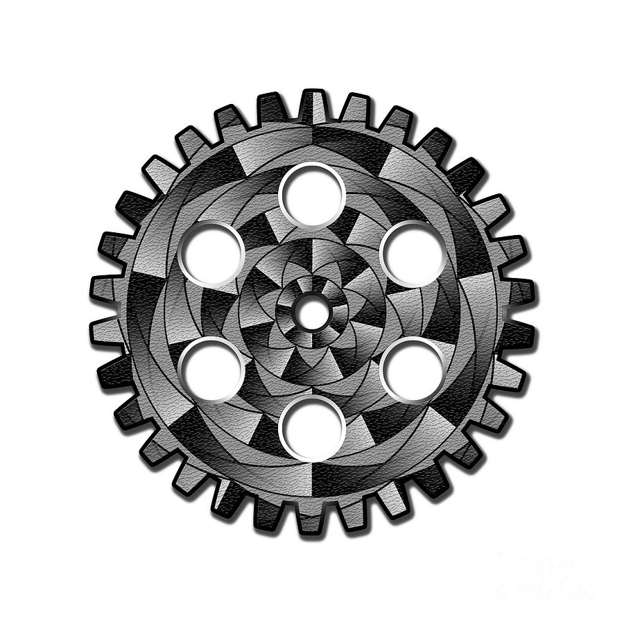 Gearwheel in black and white Digital Art by Gaspar Avila