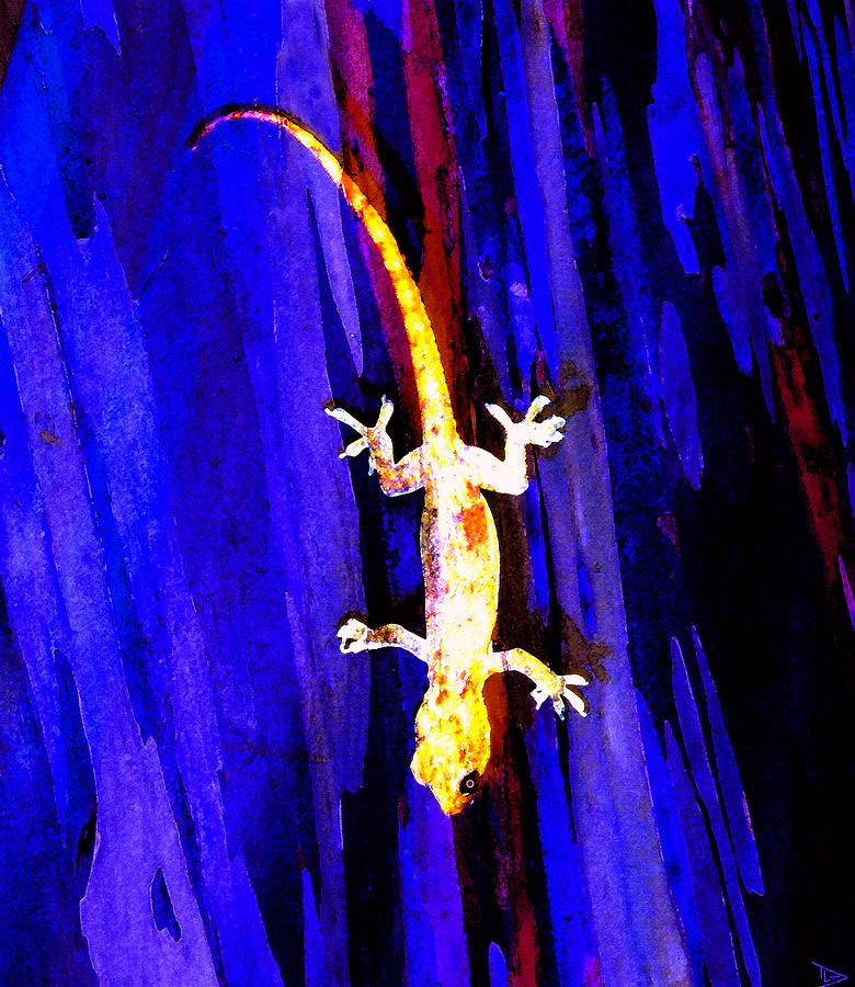 Gecko on Blue Painting by David Lee Thompson