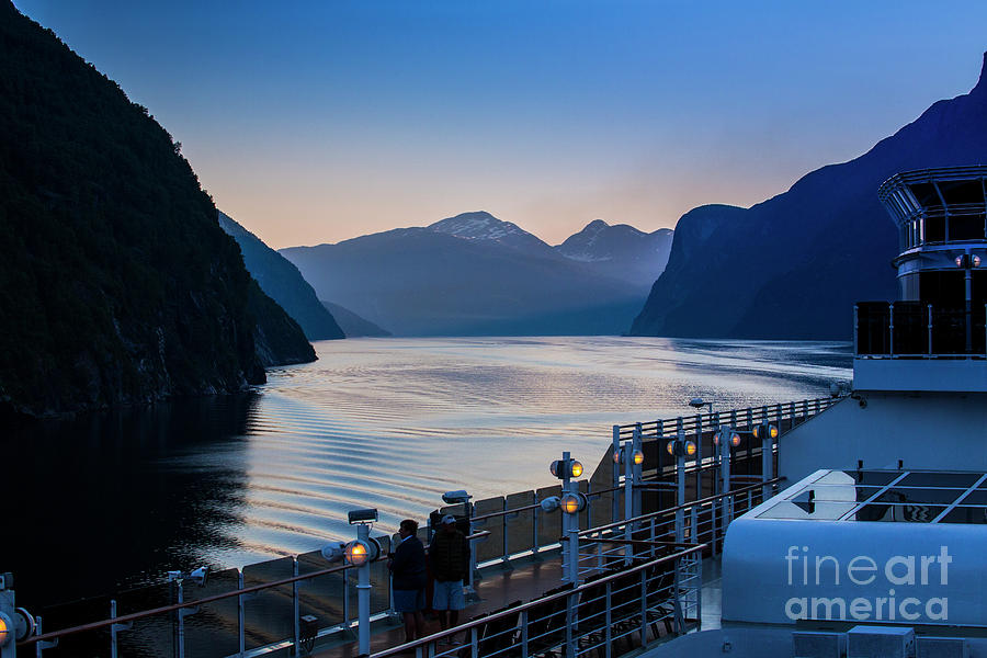 Geiranger Fjord with Queen Victoria in foreground Photograph by Sheila Smart Fine Art Photography