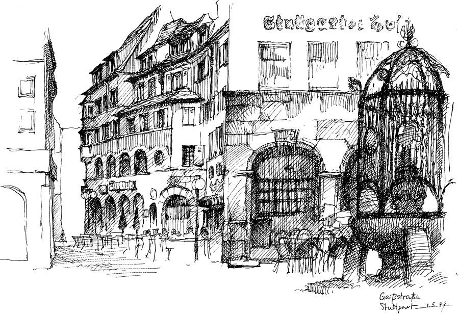 Geiss Strasse in Stuttgart Drawing by Guang Ai Fine Art America